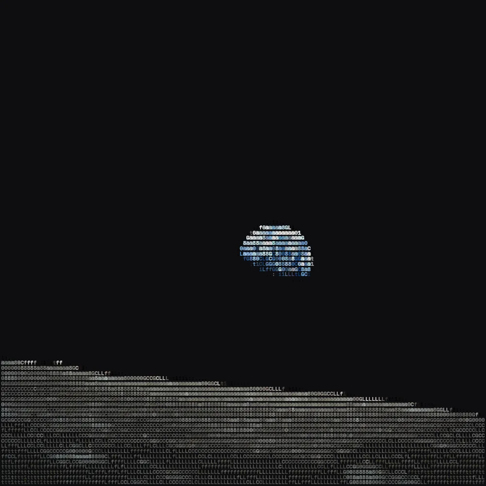 Earthrise by William Anders as ASCII art, created with the ASCII art generator